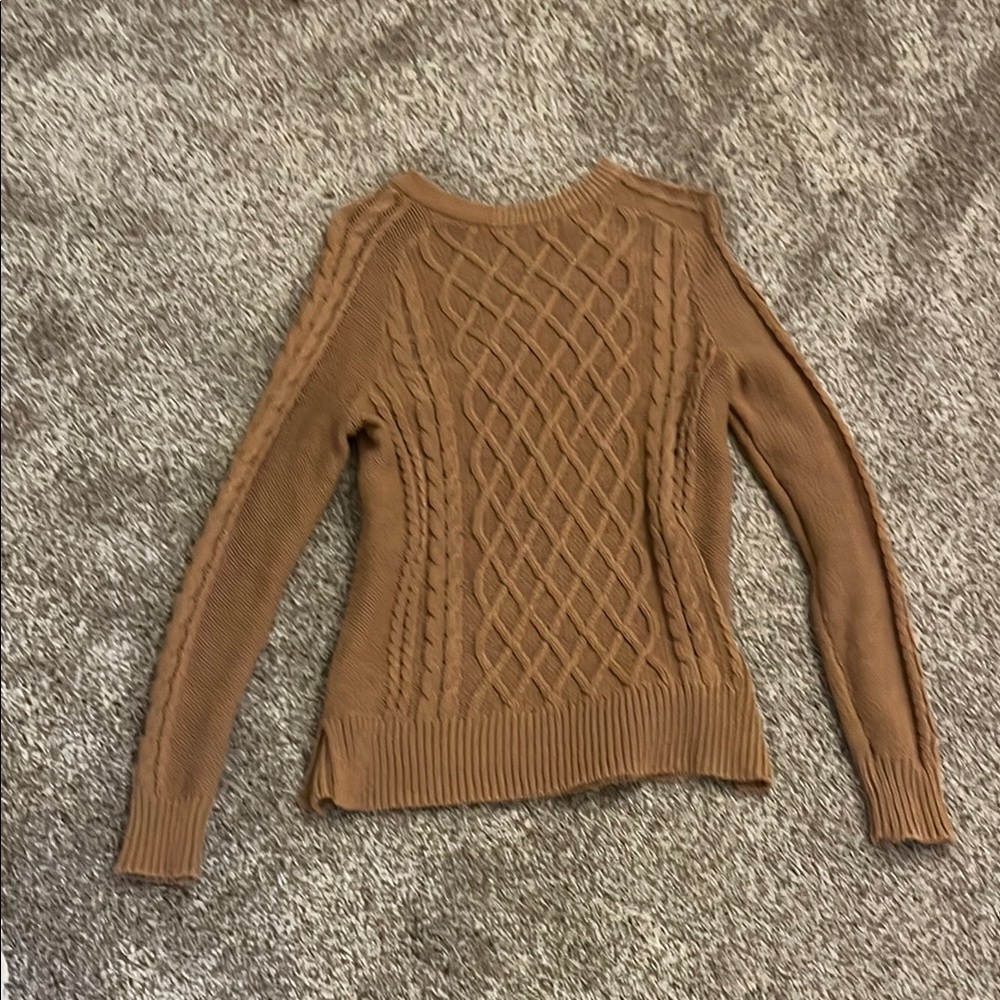 Old Navy Tan Crew Neck Sweater with Intricate Knit Design